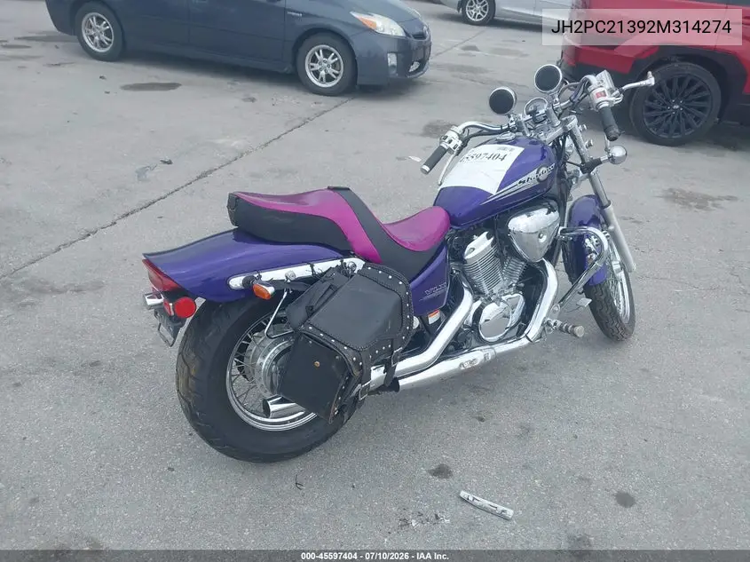 2002 Honda Vt600 Cd VIN: JH2PC21392M314274 Lot: 45597404