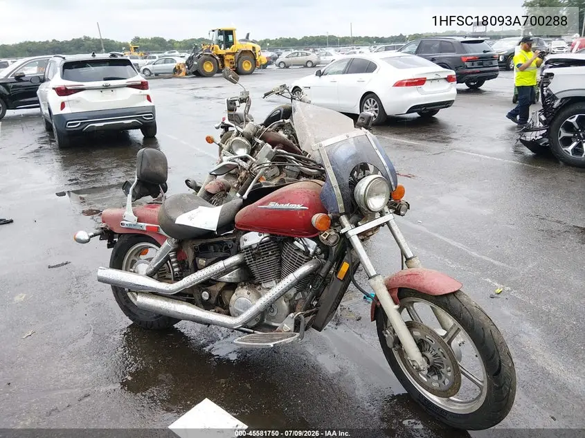 2003 Honda Vt1100 C VIN: 1HFSC18093A700288 Lot: 45581750