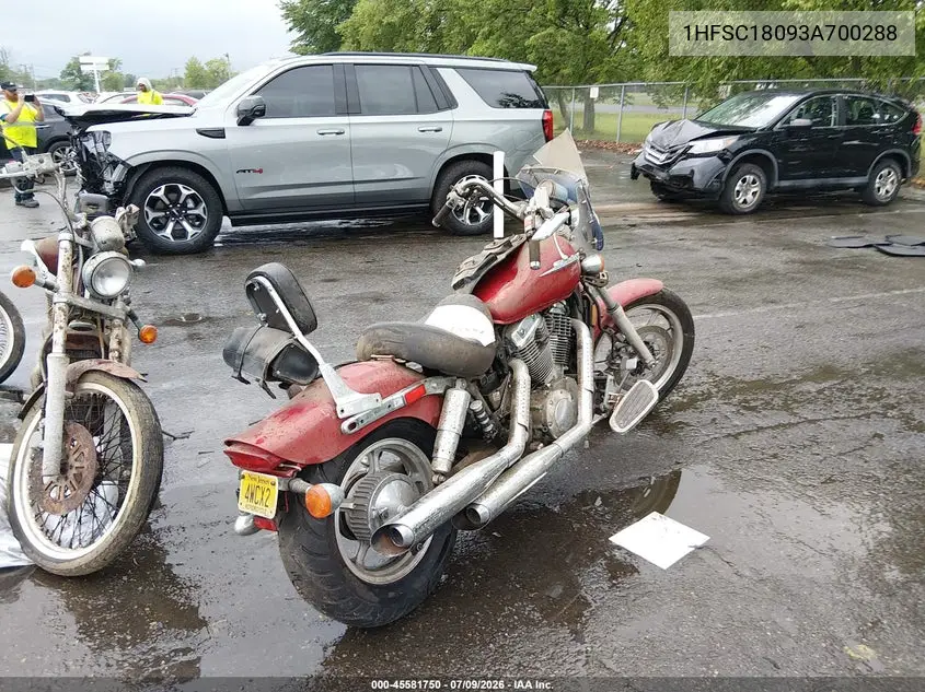 2003 Honda Vt1100 C VIN: 1HFSC18093A700288 Lot: 45581750
