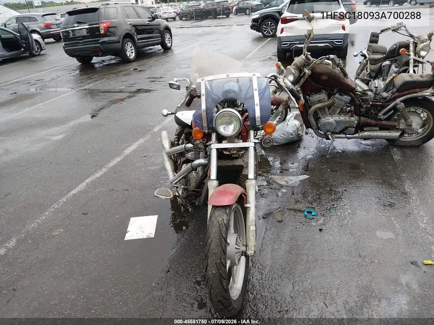 2003 Honda Vt1100 C VIN: 1HFSC18093A700288 Lot: 45581750