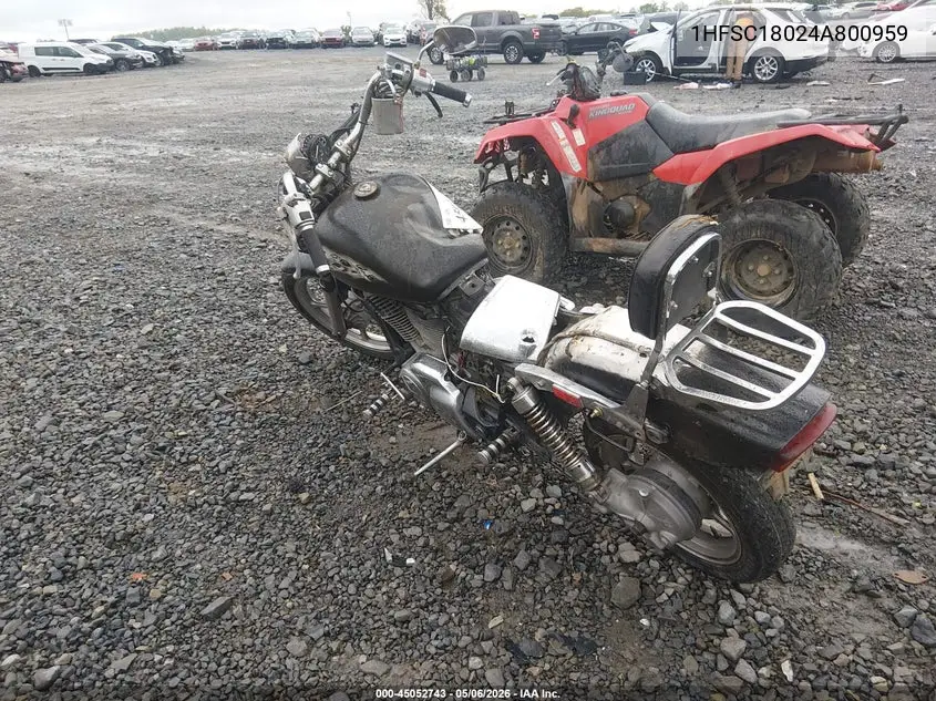 2004 Honda Vt1100 C VIN: 1HFSC18024A800959 Lot: 45052743