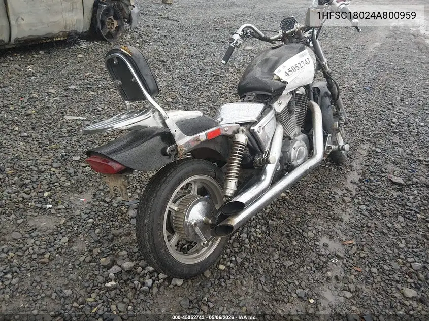 2004 Honda Vt1100 C VIN: 1HFSC18024A800959 Lot: 45052743