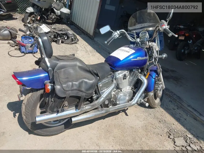 2004 Honda Vt1100 C VIN: 1HFSC18034A800792 Lot: 45105109
