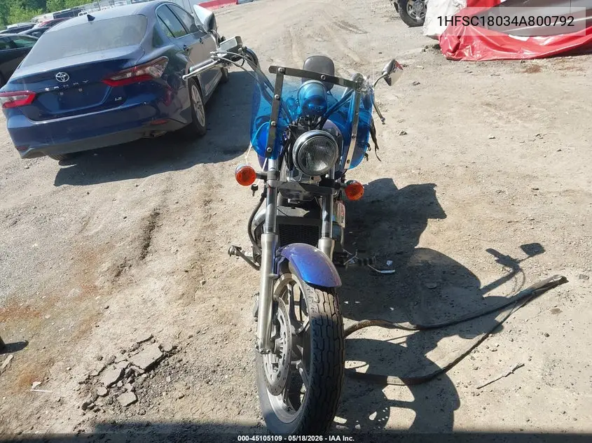 2004 Honda Vt1100 C VIN: 1HFSC18034A800792 Lot: 45105109
