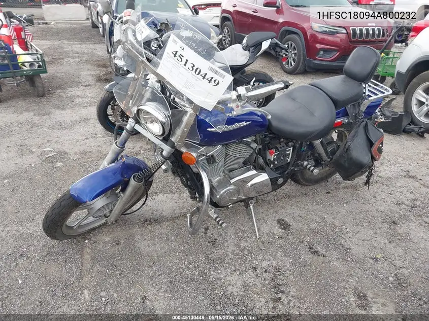 2004 Honda Vt1100 C VIN: 1HFSC18094A800232 Lot: 45130449