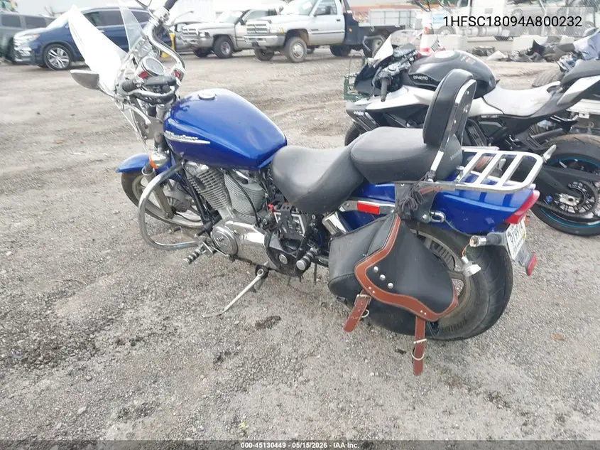 2004 Honda Vt1100 C VIN: 1HFSC18094A800232 Lot: 45130449
