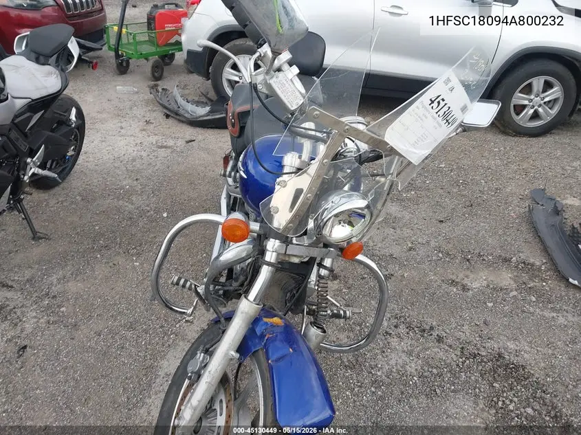 2004 Honda Vt1100 C VIN: 1HFSC18094A800232 Lot: 45130449