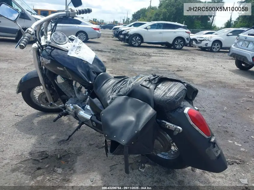 2005 Honda Vt750 C VIN: JH2RC500X5M100058 Lot: 43206754