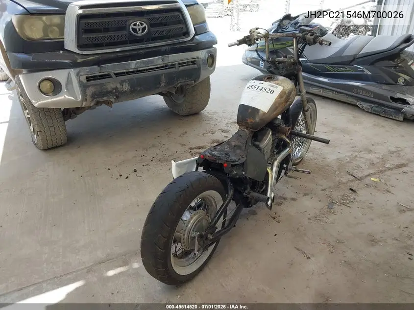 2006 Honda Vt600 Cd VIN: JH2PC21546M700026 Lot: 45514520
