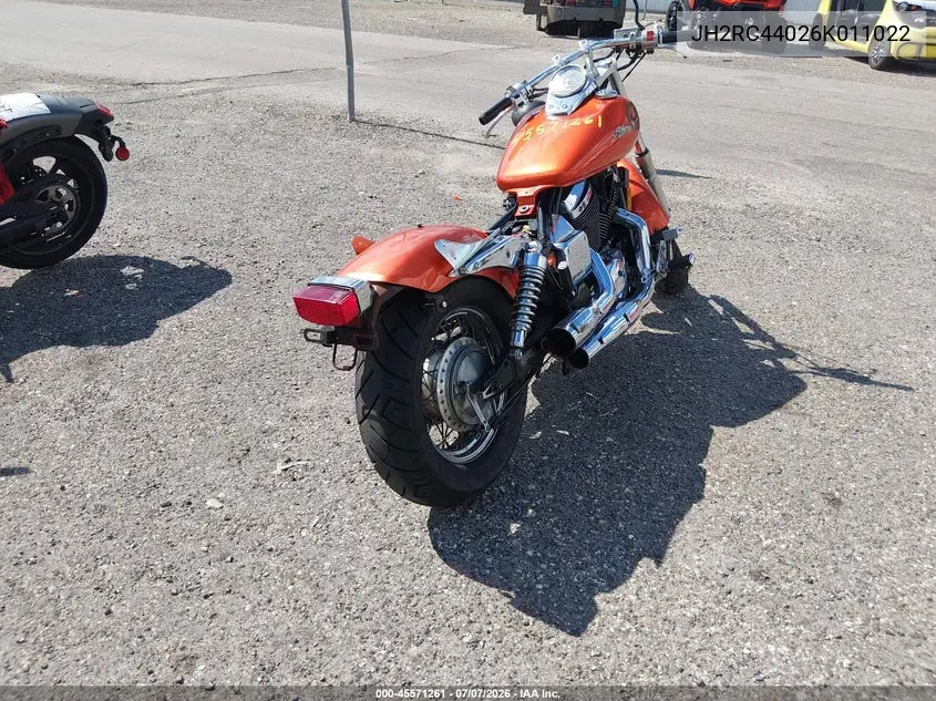 2006 Honda Vt750 C VIN: JH2RC44026K011022 Lot: 45571261