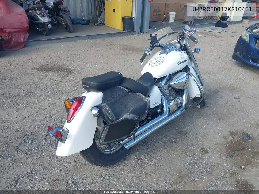 2007 Honda Vt750 VIN: JH2RC50017K310451 Lot: 45683663