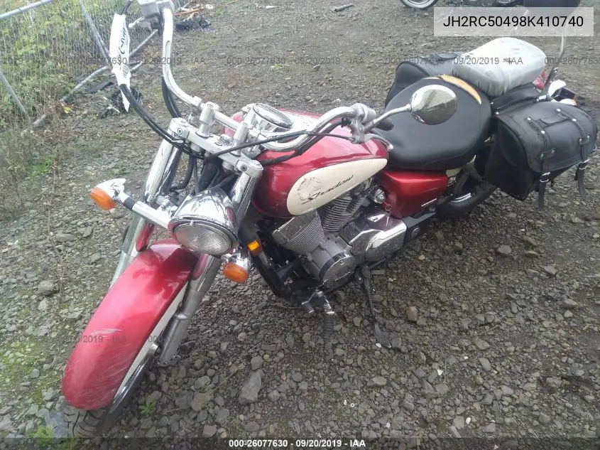 2008 Honda Vt750 Ca VIN: JH2RC50498K410740 Lot: 26077630