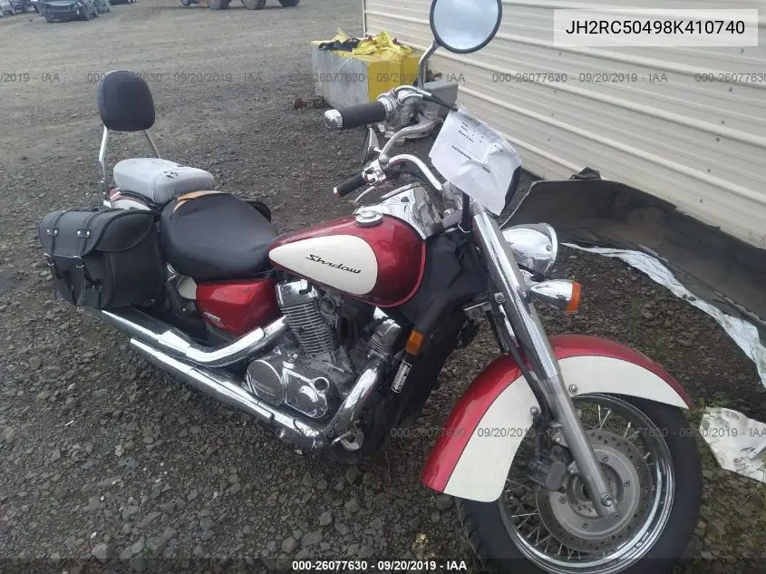 2008 Honda Vt750 Ca VIN: JH2RC50498K410740 Lot: 26077630