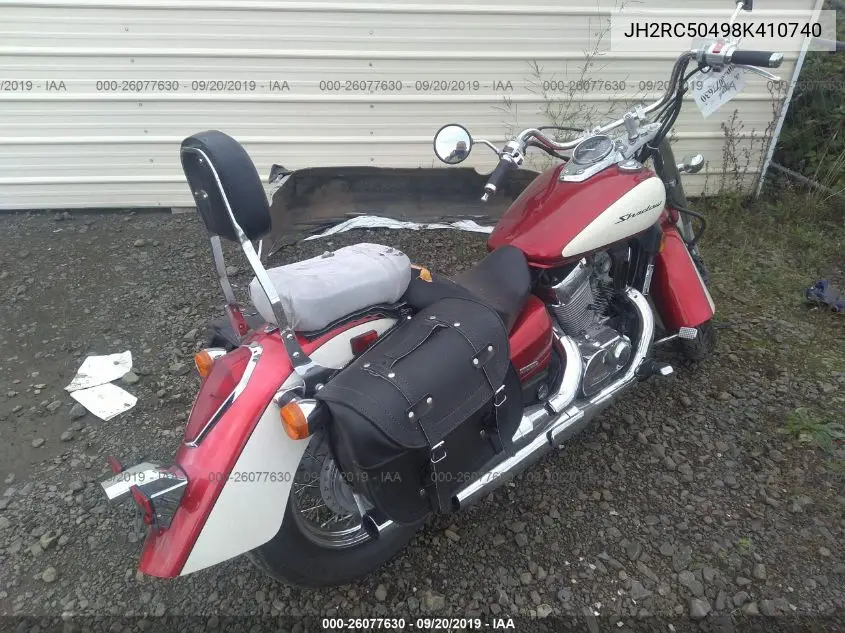 2008 Honda Vt750 Ca VIN: JH2RC50498K410740 Lot: 26077630
