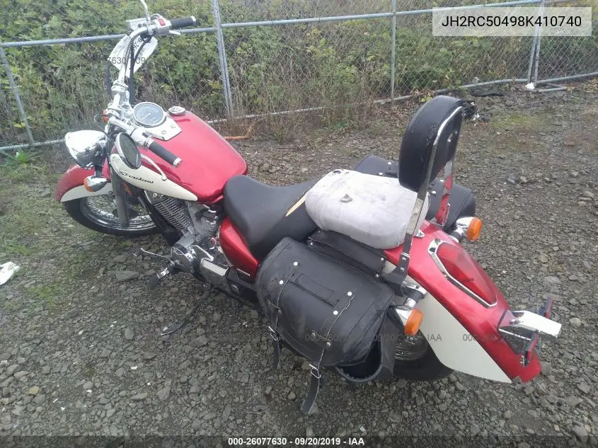 2008 Honda Vt750 Ca VIN: JH2RC50498K410740 Lot: 26077630