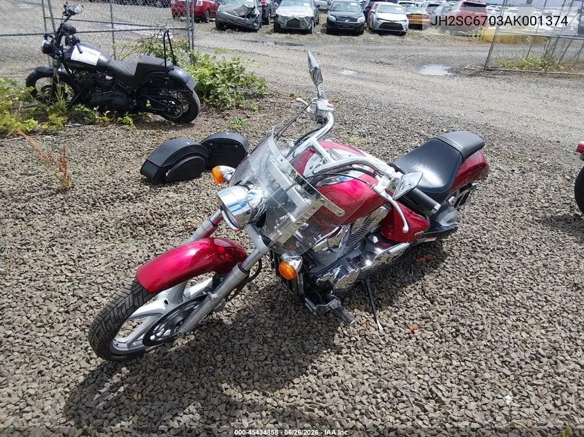 2010 Honda Vt1300 Cs VIN: JH2SC6703AK001374 Lot: 45434858