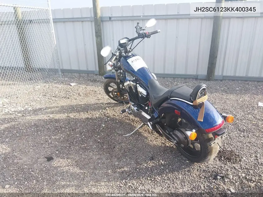 2019 Honda Vt1300 Cx VIN: JH2SC6123KK400345 Lot: 45296031