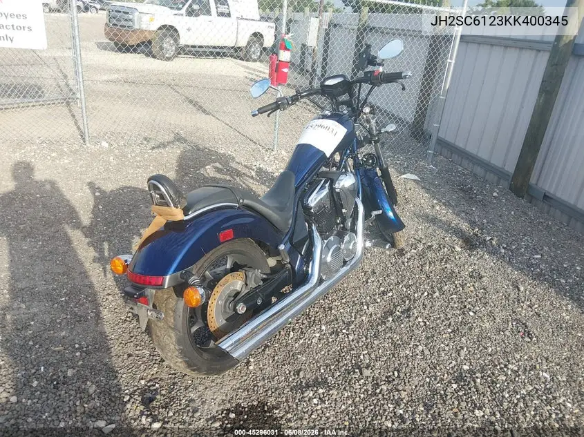2019 Honda Vt1300 Cx VIN: JH2SC6123KK400345 Lot: 45296031