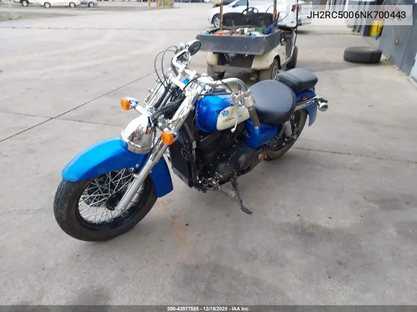 2022 Honda Vt750 C VIN: JH2RC5006NK700443 Lot: 43977585