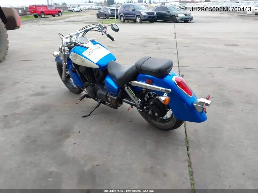 2022 Honda Vt750 C VIN: JH2RC5006NK700443 Lot: 43977585
