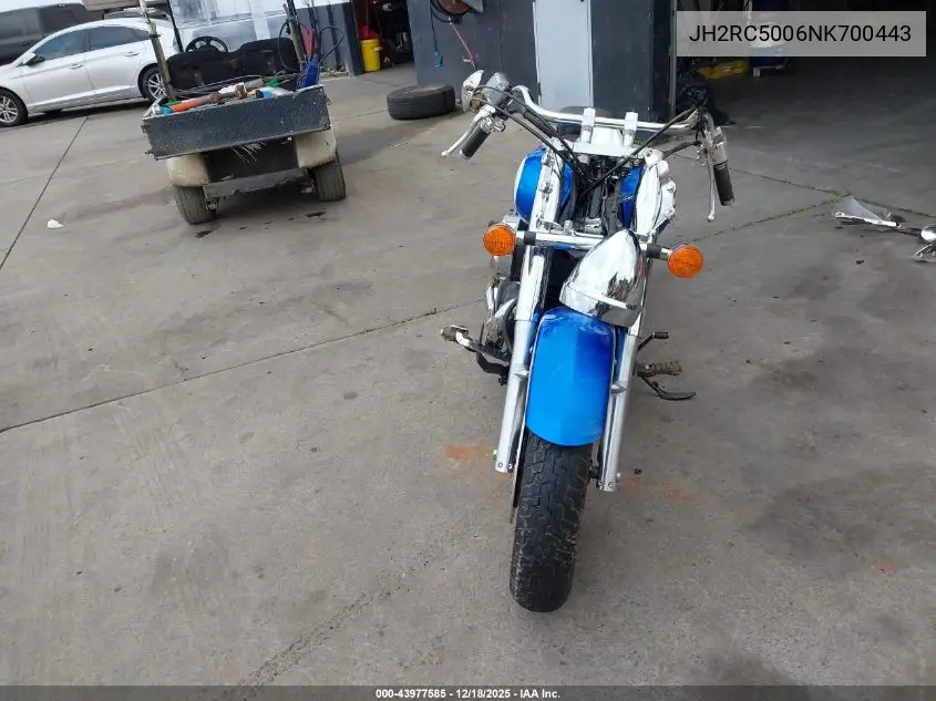 2022 Honda Vt750 C VIN: JH2RC5006NK700443 Lot: 43977585