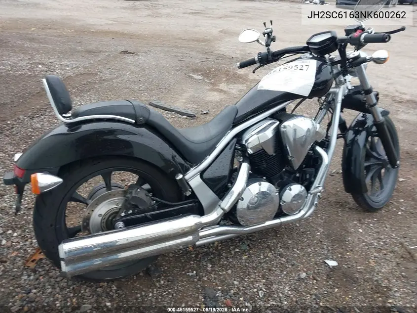 2022 Honda Vt1300 Cxa VIN: JH2SC6163NK600262 Lot: 45159527