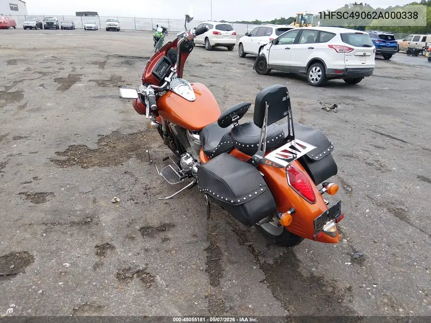 2002 Honda Vtx1800 R VIN: 1HFSC49062A000338 Lot: 45055181