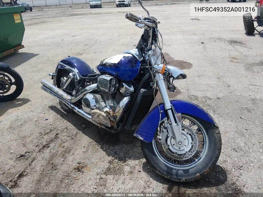 2002 Honda Vtx1800 S VIN: 1HFSC49352A001216 Lot: 45430311