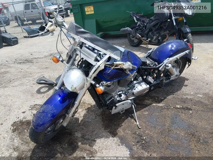 2002 Honda Vtx1800 S VIN: 1HFSC49352A001216 Lot: 45430311