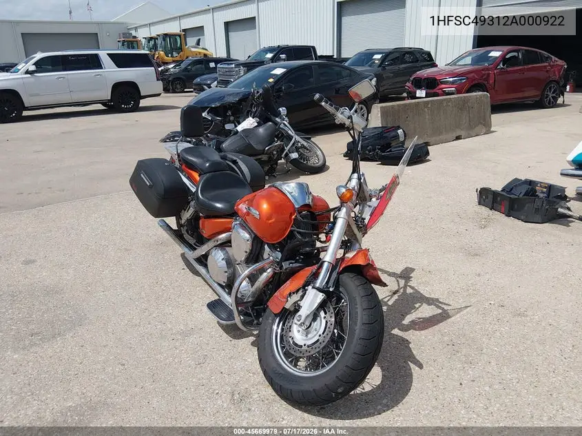 2002 Honda Vtx1800 S VIN: 1HFSC49312A000922 Lot: 45669979