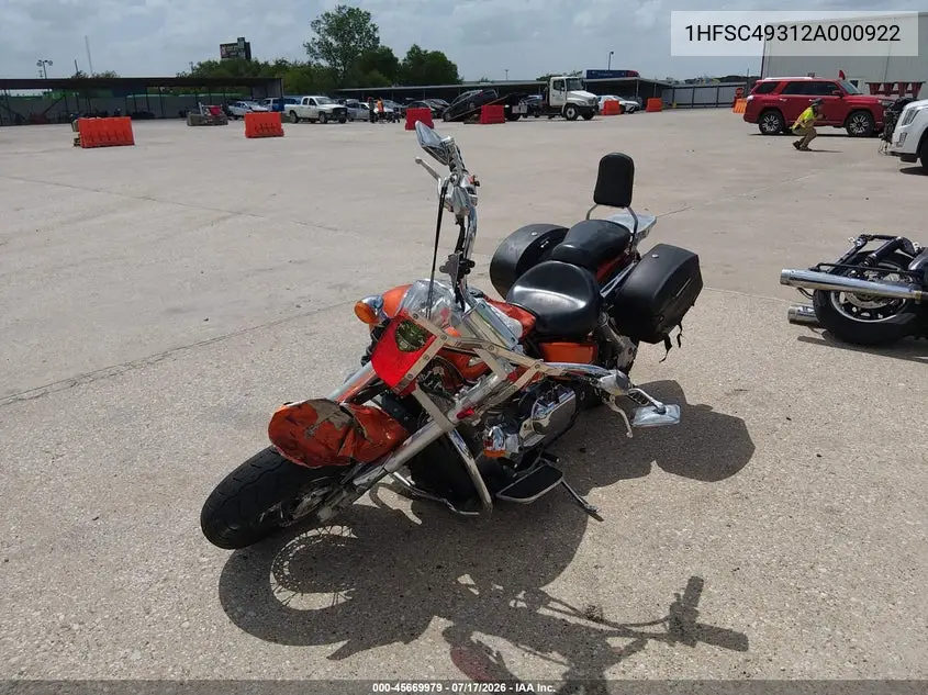 2002 Honda Vtx1800 S VIN: 1HFSC49312A000922 Lot: 45669979