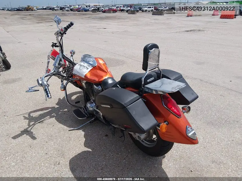 2002 Honda Vtx1800 S VIN: 1HFSC49312A000922 Lot: 45669979