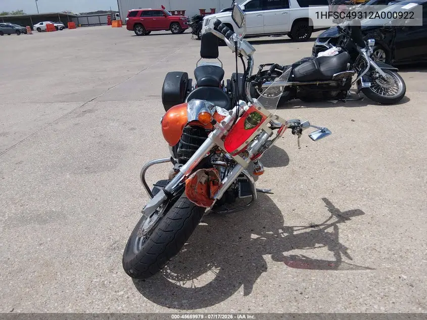 2002 Honda Vtx1800 S VIN: 1HFSC49312A000922 Lot: 45669979