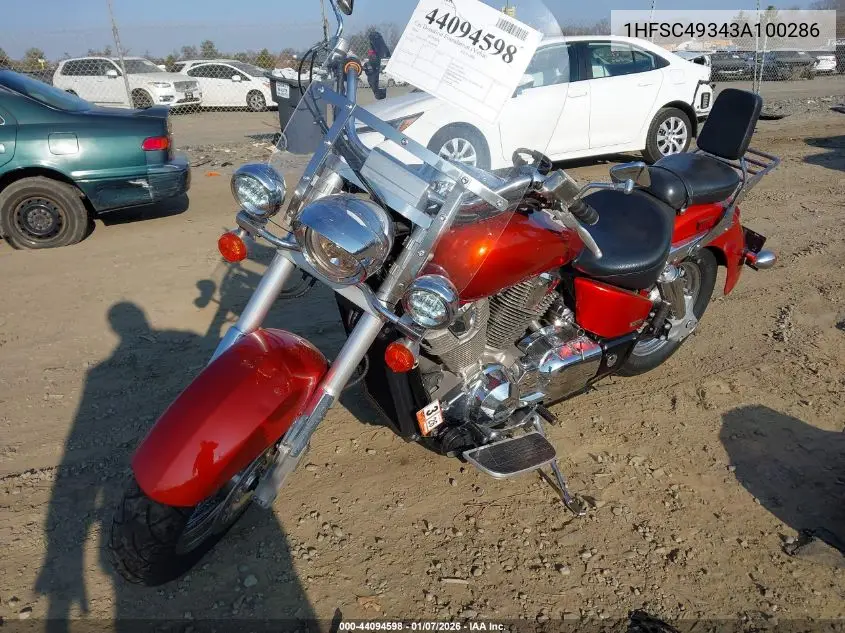 2003 Honda Vtx1800 S VIN: 1HFSC49343A100286 Lot: 44094598
