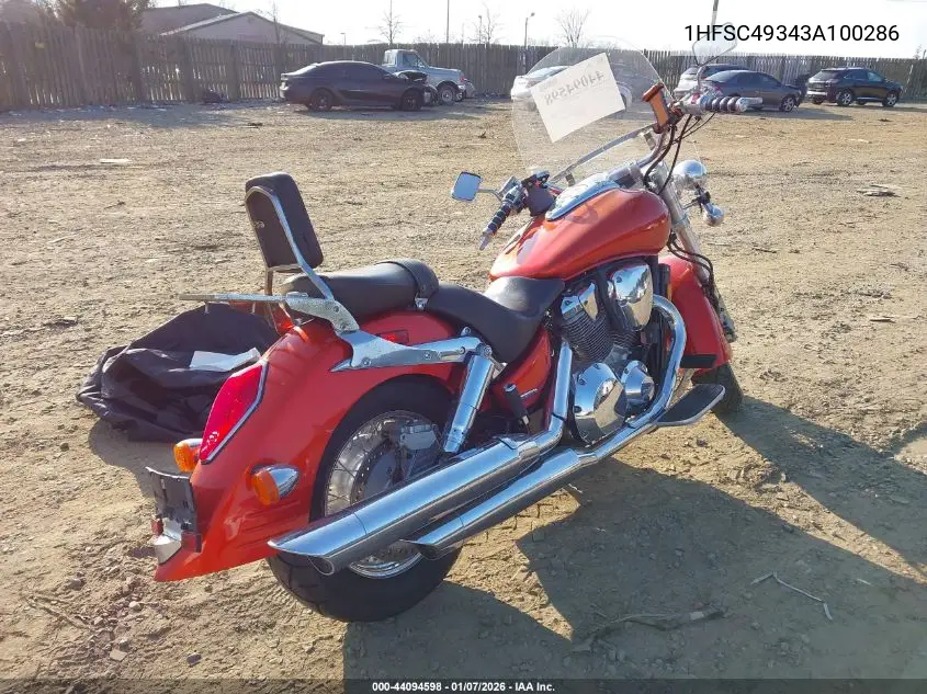 2003 Honda Vtx1800 S VIN: 1HFSC49343A100286 Lot: 44094598