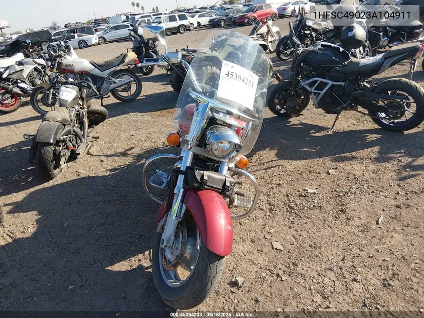 2003 Honda Vtx1800 R VIN: 1HFSC49023A104911 Lot: 45394233