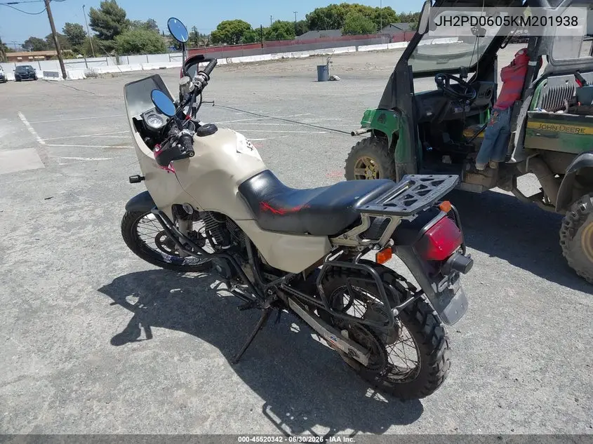 1989 Honda Xl600 V VIN: JH2PD0605KM201938 Lot: 45520342