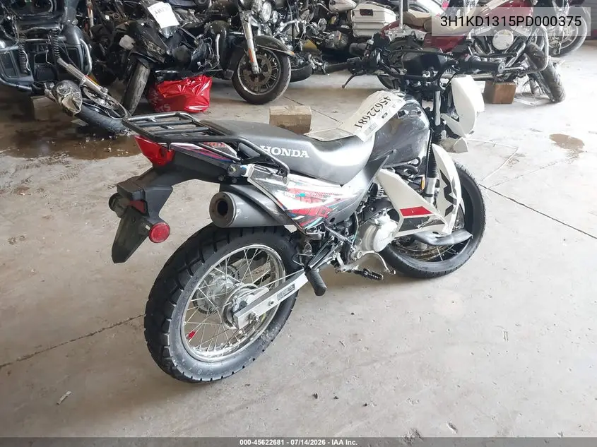 2023 Honda Xr150L E VIN: 3H1KD1315PD000375 Lot: 45622681