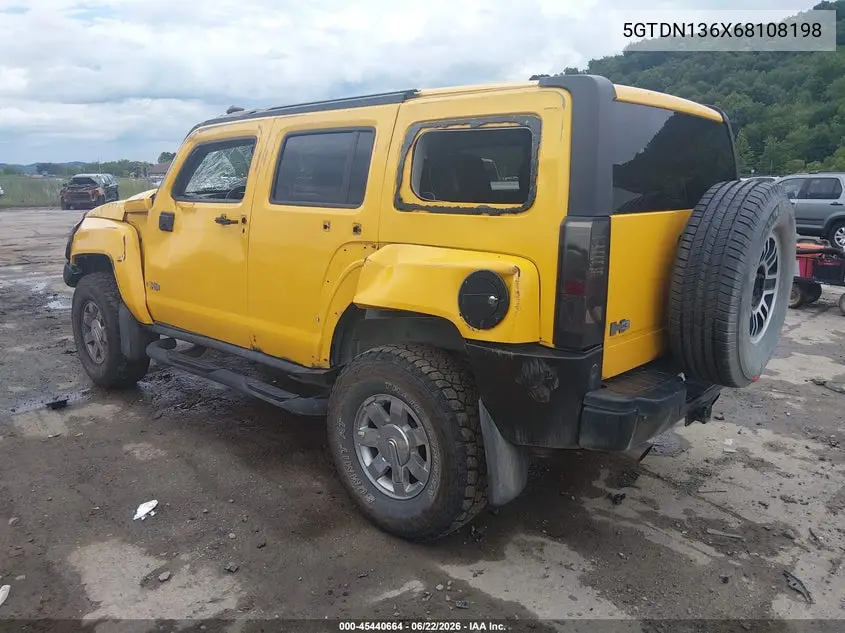 2006 Hummer H3 Suv VIN: 5GTDN136X68108198 Lot: 45440664