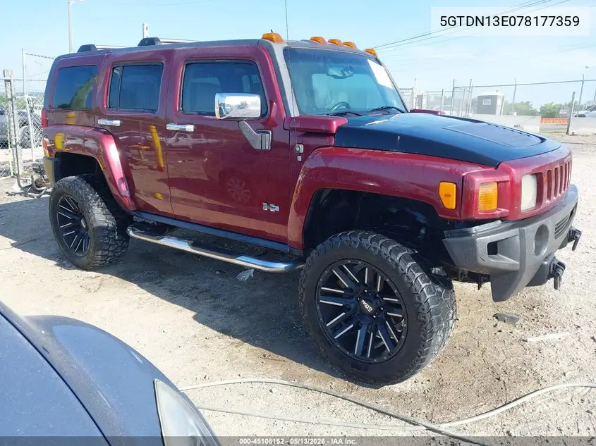2007 Hummer H3 Suv VIN: 5GTDN13E078177359 Lot: 45105152
