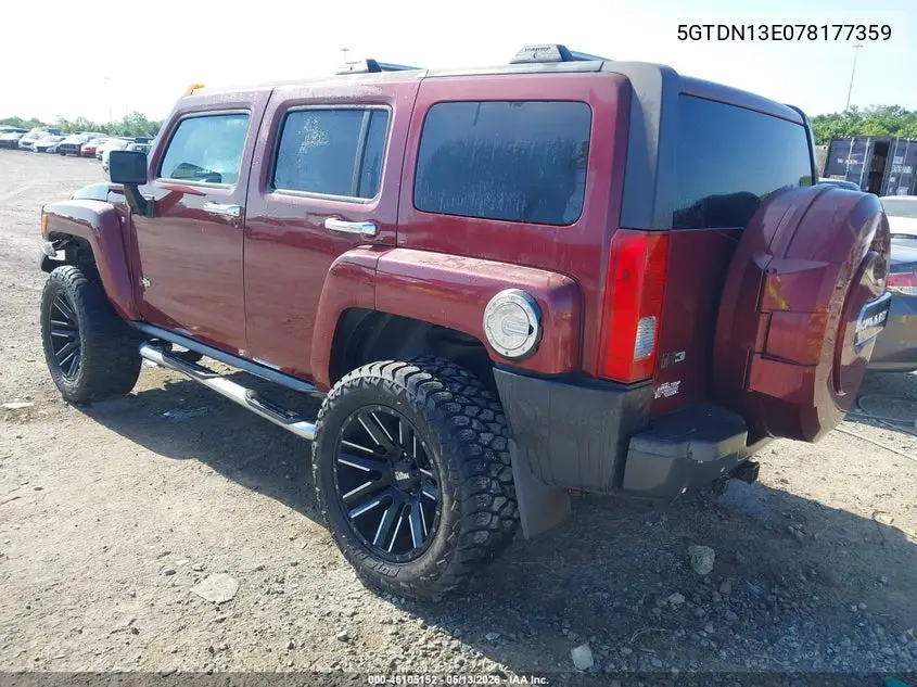 2007 Hummer H3 Suv VIN: 5GTDN13E078177359 Lot: 45105152