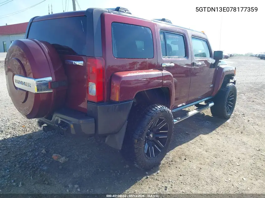 2007 Hummer H3 Suv VIN: 5GTDN13E078177359 Lot: 45105152