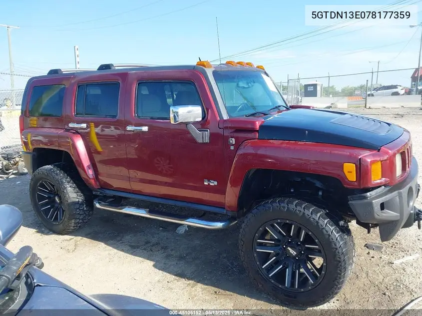 2007 Hummer H3 Suv VIN: 5GTDN13E078177359 Lot: 45105152