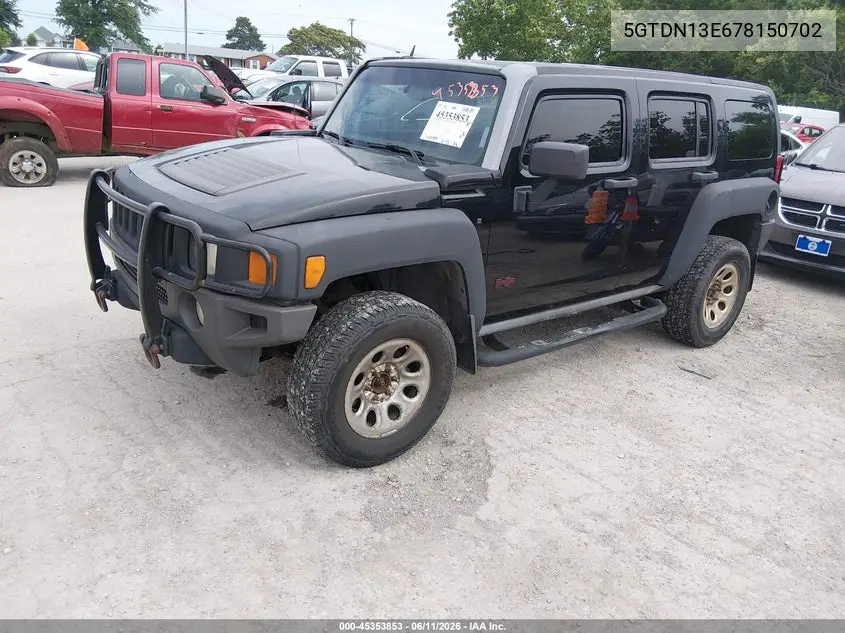 2007 Hummer H3 Suv VIN: 5GTDN13E678150702 Lot: 45353853