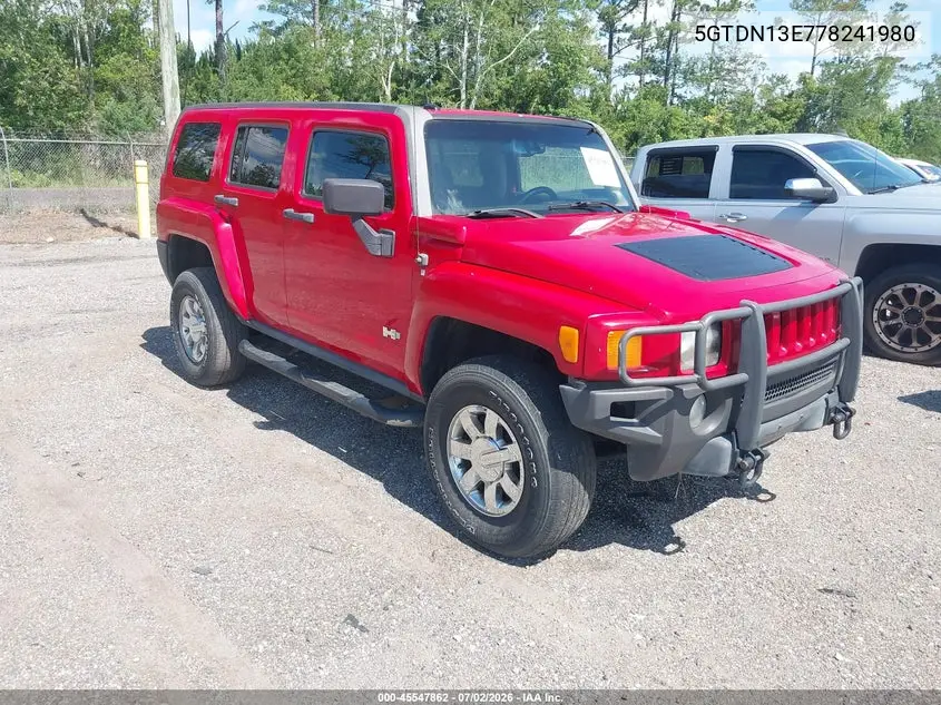 2007 Hummer H3 Suv VIN: 5GTDN13E778241980 Lot: 45547862