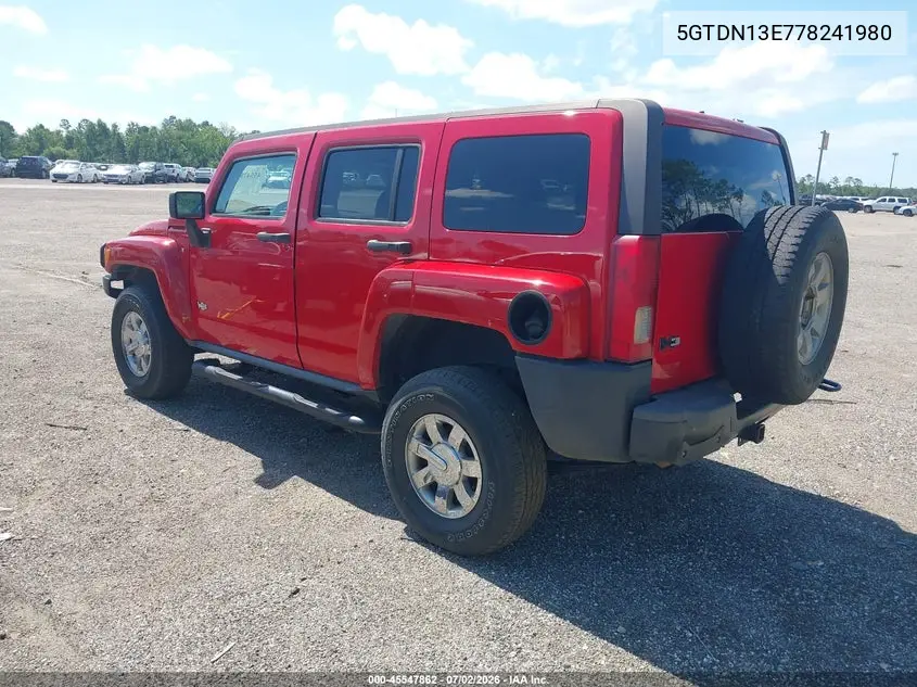 2007 Hummer H3 Suv VIN: 5GTDN13E778241980 Lot: 45547862
