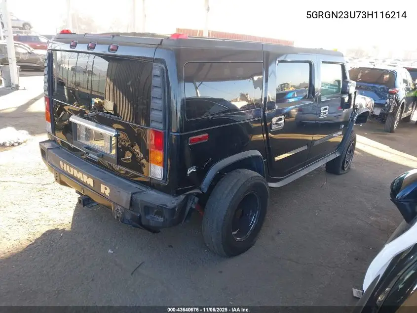 2003 Hummer H2 VIN: 5GRGN23U73H116214 Lot: 43640676