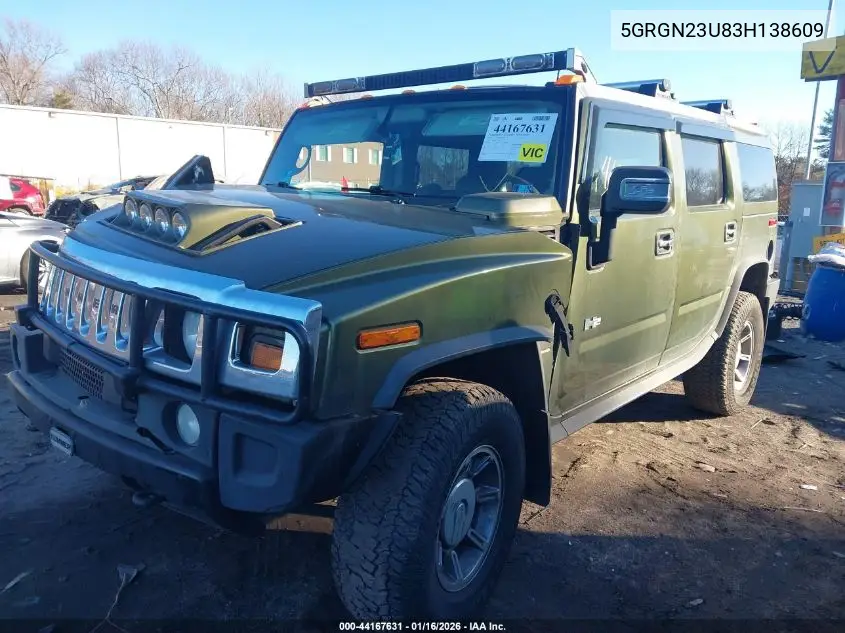 2003 Hummer H2 VIN: 5GRGN23U83H138609 Lot: 44167631