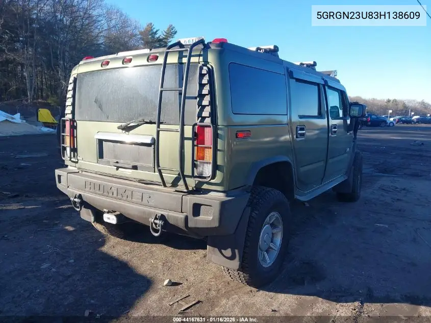 2003 Hummer H2 VIN: 5GRGN23U83H138609 Lot: 44167631