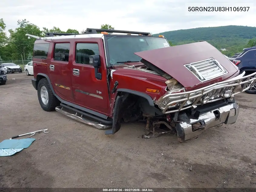 2003 Hummer H2 VIN: 5GRGN23U83H106937 Lot: 45195136